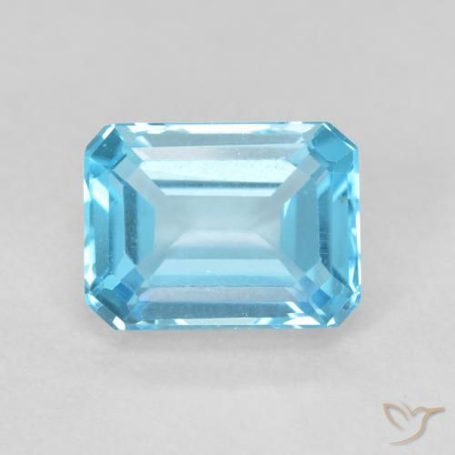 2.16ct Naturel Bleu Suisse Topaze, Taille émeraude, VVS