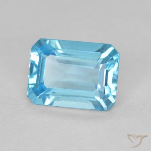 Topaze Bleu Suisse naturelle Octogone / coupe Émeraude, 1.78 ct, VVS