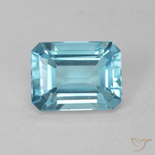 2.07ct Naturel Bleu clair Topaze, Taille émeraude, VVS