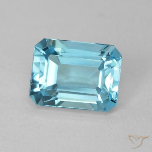 Topaze Bleu clair naturelle Octogone / coupe Émeraude, 2.07 ct, VVS