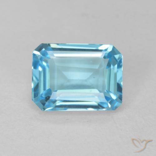 2.08ct Naturel Bleu Suisse Topaze, Taille émeraude, VVS