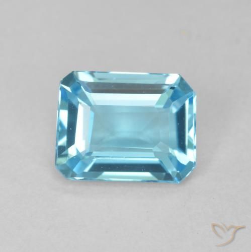 Topaze Bleu Suisse naturelle Octogone / coupe Émeraude, 1.70 ct, VVS