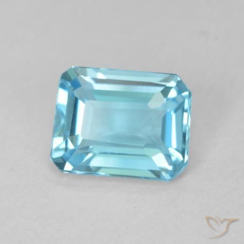 Topaze Bleu Suisse naturelle Octogone / coupe Émeraude, 1.70 ct, VVS