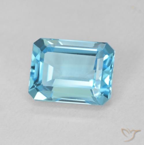 Topaze Bleu Suisse naturelle Octogone / coupe Émeraude, 2.09 ct, VVS