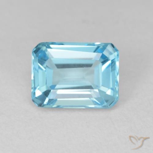 2.14ct Naturel Bleu Suisse Topaze, Taille émeraude, VVS