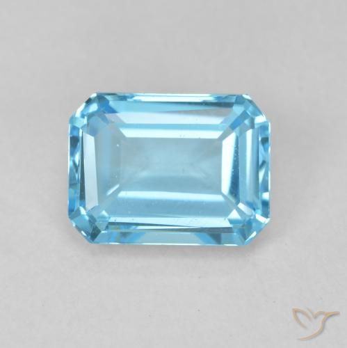 2.11ct Naturel Bleu Suisse Topaze, Taille émeraude, VVS