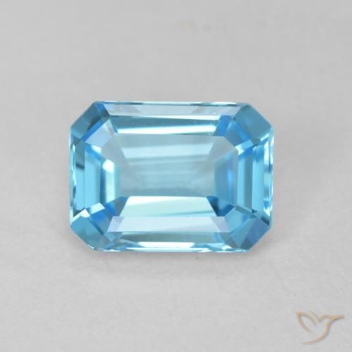 Topaze Bleu Suisse naturelle Octogone / coupe Émeraude, 1.80 ct, VVS