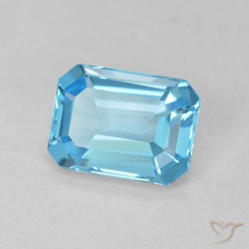 Topaze Bleu Suisse naturelle Octogone / coupe Émeraude, 1.80 ct, VVS