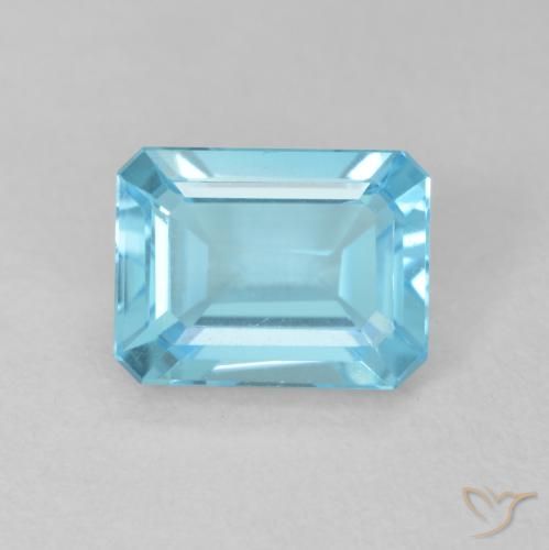 2.02ct Naturel Bleu Suisse Topaze, Taille émeraude, VVS