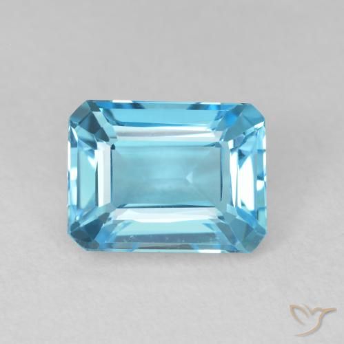 2.20ct Naturel Bleu Suisse Topaze, Taille émeraude, VVS