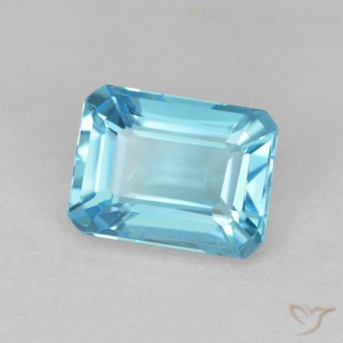 Topaze Bleu Suisse naturelle Octogone / coupe Émeraude, 2.20 ct, VVS