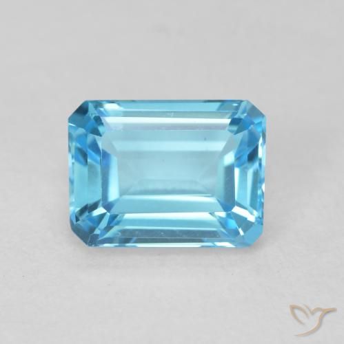 2.14ct Naturel Bleu Suisse Topaze, Taille émeraude, VVS
