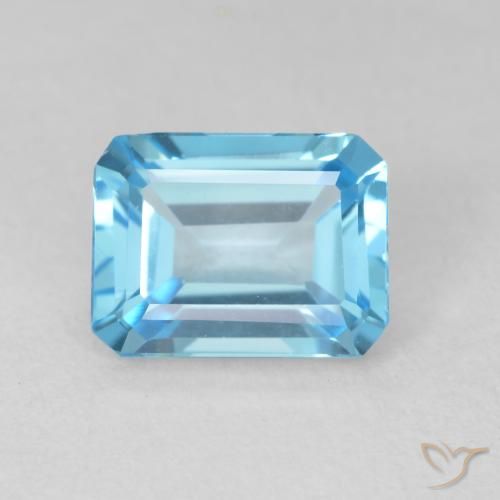 2.08ct Naturel Bleu Suisse Topaze, Taille émeraude, VVS