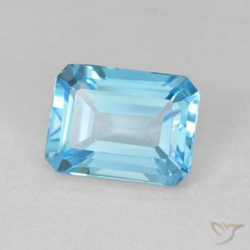 Topaze Bleu Suisse naturelle Octogone / coupe Émeraude, 2.08 ct, VVS