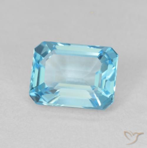 Topaze Bleu Suisse naturelle Octogone / coupe Émeraude, 2.20 ct, VVS