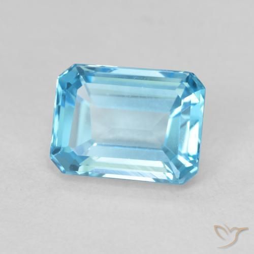 2.14ct Naturel Bleu Suisse Topaze, Taille émeraude, VVS