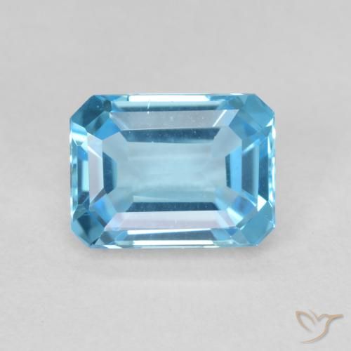 2.06ct Naturel Bleu Suisse Topaze, Taille émeraude, VVS