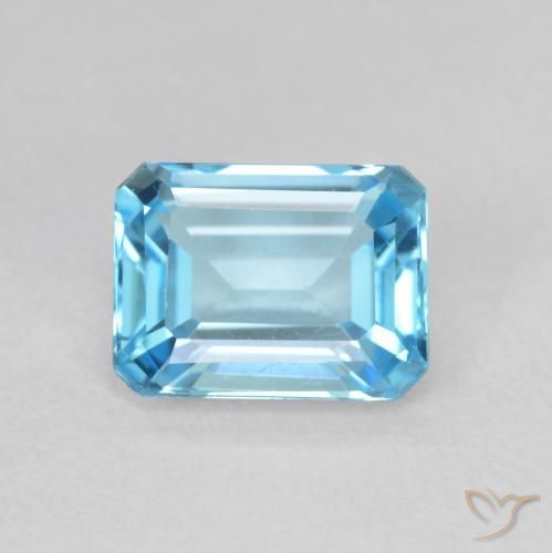 Topaze Bleu Suisse naturelle Octogone / coupe Émeraude, 1.99 ct, VVS
