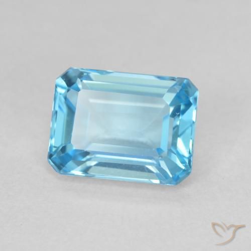 Topaze Bleu Suisse naturelle Octogone / coupe Émeraude, 1.99 ct, VVS