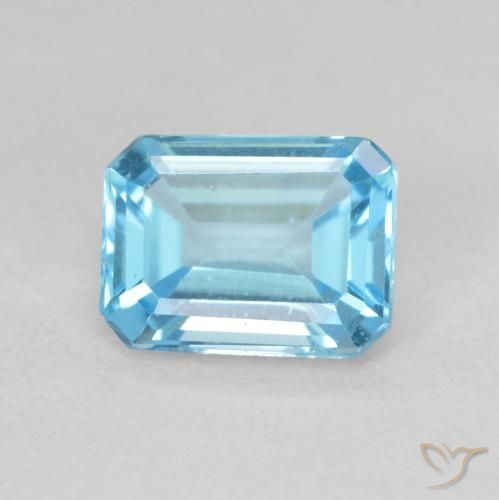 2.12ct Naturel Bleu Suisse Topaze, Taille émeraude, VVS