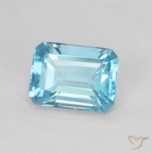 1.84ct Naturel Bleu Suisse Topaze, Taille émeraude, VVS