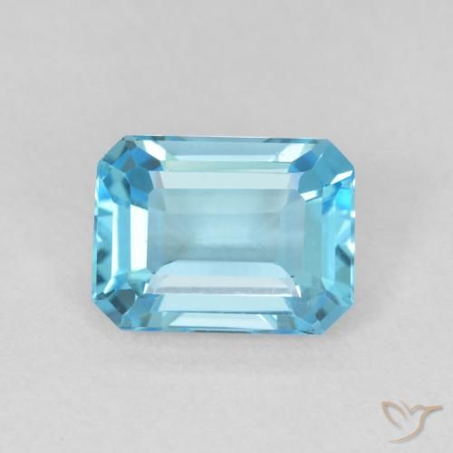 Topaze Bleu Suisse naturelle Octogone / coupe Émeraude, 1.86 ct, VVS