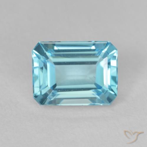 Topaze Bleu ciel léger naturelle Octogone / coupe Émeraude, 2.00 ct, VVS