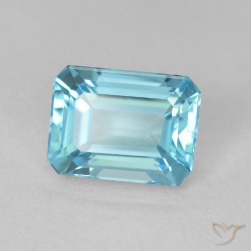Topaze Bleu ciel léger naturelle Octogone / coupe Émeraude, 2.00 ct, VVS