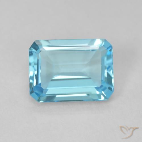 Topaze Bleu ciel léger naturelle Octogone / coupe Émeraude, 1.77 ct, VVS