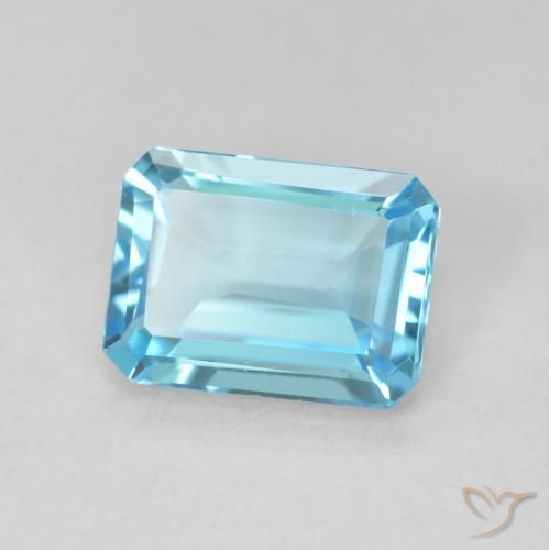 Topaze Bleu ciel léger naturelle Octogone / coupe Émeraude, 1.77 ct, VVS