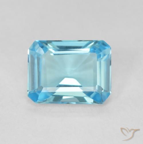 1.68ct Naturel Bleu Suisse Topaze, Taille émeraude, VVS