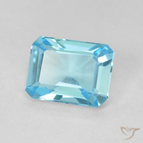 Topaze Bleu Suisse naturelle Octogone / coupe Émeraude, 1.68 ct, VVS