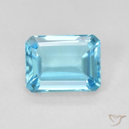 Topaze Bleu Suisse naturelle Octogone / coupe Émeraude, 1.93 ct, VVS