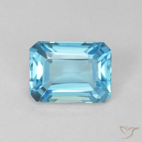 2.02ct Naturel Bleu Suisse Topaze, Taille émeraude, VVS