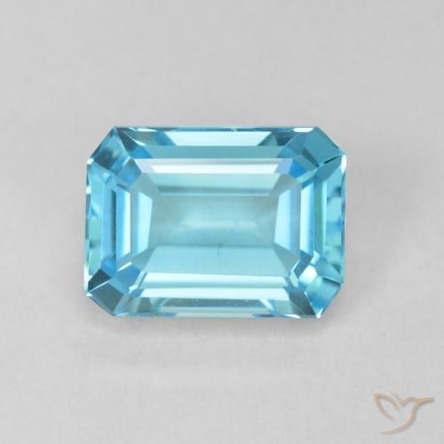 2.08ct Naturel Bleu Suisse Topaze, Taille émeraude, VVS