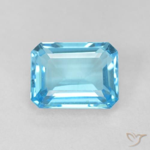 Topaze Bleu Suisse naturelle Octogone / coupe Émeraude, 2.17 ct, VVS