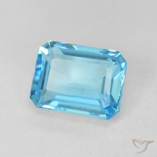 Topaze Bleu Suisse naturelle Octogone / coupe Émeraude, 2.17 ct, VVS