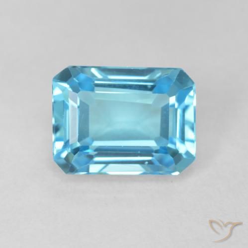 2.08ct Naturel Bleu Suisse Topaze, Taille émeraude, VVS