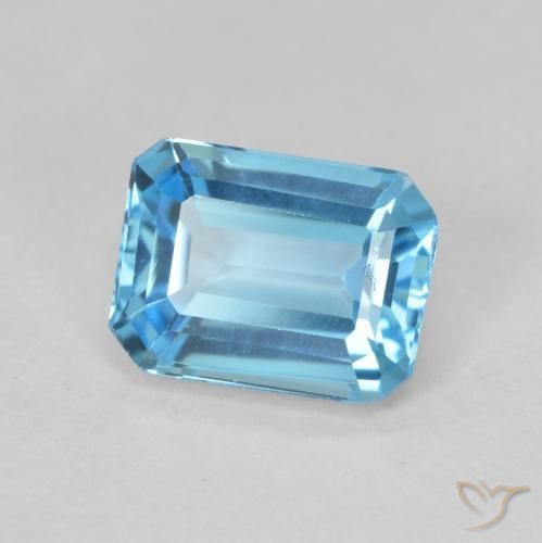 Topaze Bleu Suisse naturelle Octogone / coupe Émeraude, 1.97 ct, VVS-VS