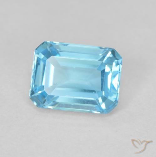 Topaze Bleu Suisse naturelle Octogone / coupe Émeraude, 1.98 ct, VVS-VS