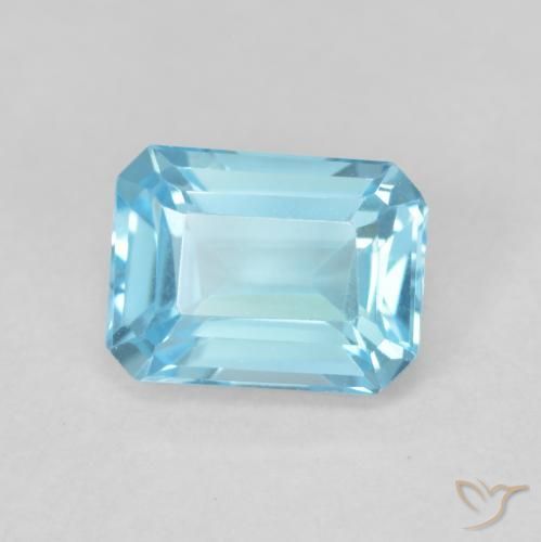Topaze Bleu Suisse naturelle Octogone / coupe Émeraude, 2.13 ct, VVS-VS