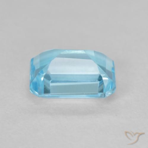 Topaze Bleu Suisse naturelle Octogone / coupe Émeraude, 2.13 ct, VVS-VS