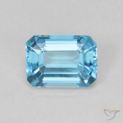 Topaze Bleu Suisse naturelle Octogone / coupe Émeraude, 2.00 ct, VVS-VS