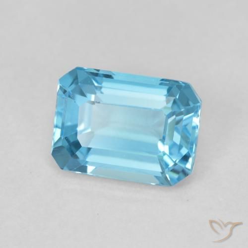 Topaze Bleu Suisse naturelle Octogone / coupe Émeraude, 2.00 ct, VVS-VS