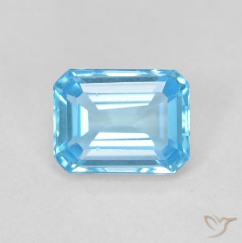 1.82ct Naturel Bleu Suisse Topaze, Taille émeraude, VVS-VS