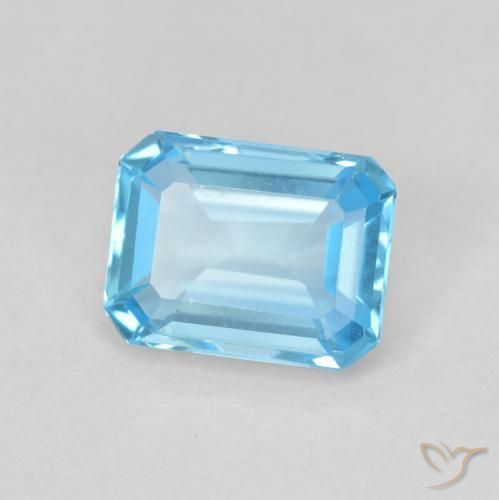 Topaze Bleu Suisse naturelle Octogone / coupe Émeraude, 1.82 ct, VVS-VS