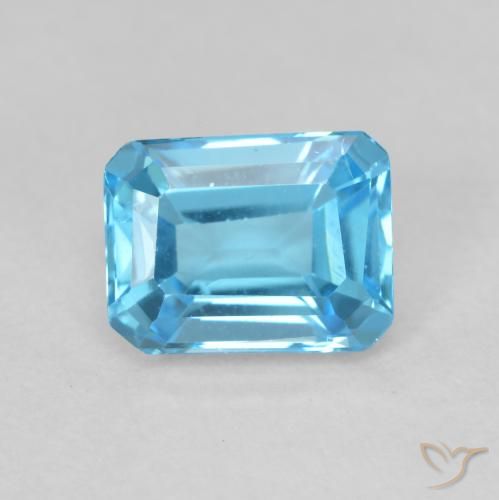 2.05ct Naturel Bleu Suisse Topaze, Taille émeraude, VVS-VS