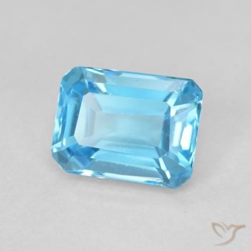 Topaze Bleu Suisse naturelle Octogone / coupe Émeraude, 2.05 ct, VVS-VS