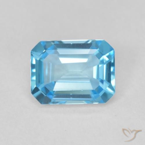Topaze Bleu Suisse naturelle Octogone / coupe Émeraude, 1.76 ct, VVS-VS