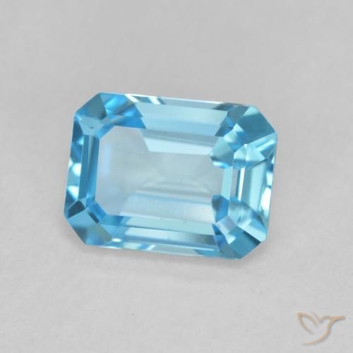 Topaze Bleu Suisse naturelle Octogone / coupe Émeraude, 1.76 ct, VVS-VS
